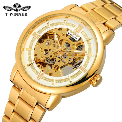 

Gobestart T-WINNER Hollow Luxury Design Business Fashion Mens Steel Belt Mechanical Watch