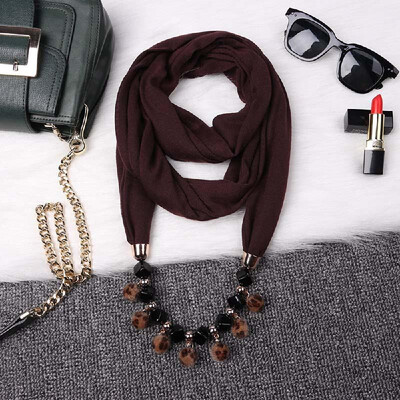 

Fashionable Elegant Pendant Scarf Necklace Bohemia Polyester Scarves Pendants Jewelry Foulard Female Accessories For Women Multico