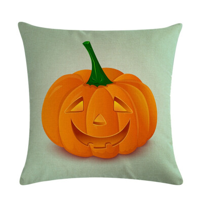 

18" Pumpkin Print Cotton Linen Cushion Cover Pillow Case Halloween Home Decor