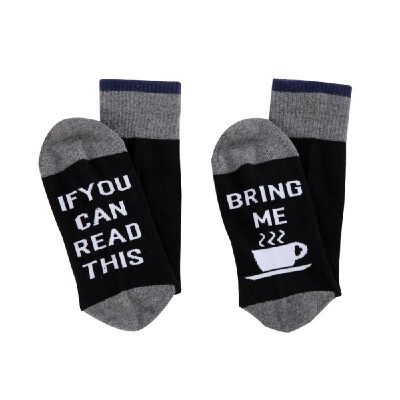 

"If you can read this bring me coffee" Letter Printed Cotton Socks for Men&Women