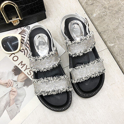 

Internet celebrity sandals summer fairy wind ins tide 2019 new students 100 muffin thick-soled beach Roman shoes