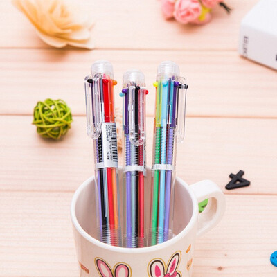 

6 in 1 Colorful Ballpoint Pen 05mm Creative Cute Pen For School Novelty Multicolor Pens School Office Stationary Supplies