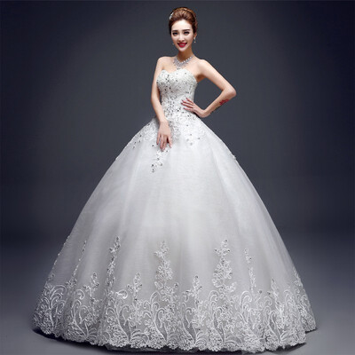 

PlentyFunsein Fashion Korean Edition Strapless A-Line Floor Length wedding dress hot sale free shipping A017