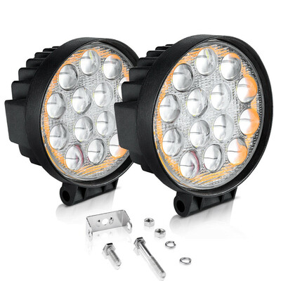 

2x Amber White Led Work Lights 5inch Round Off-road Backup Fog Pods UTE ATV Boat