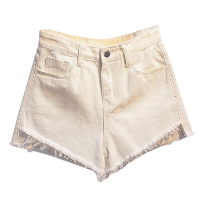 

Women Loose Pockets Zipper Fly Slim Casual Short Street-wear High Waist Denim Shorts Girls