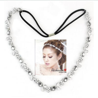 

Women Silver Crystal Rhinestone Leaf Flowers Headband Hair Band Bridal Wedding