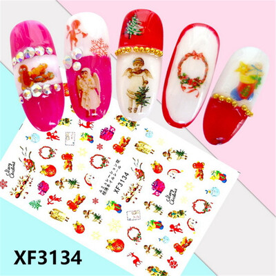 

〖Follure〗Christmas Nail Art Water Transfer Decals Snowflake Xmas Manicure Stickers Tips