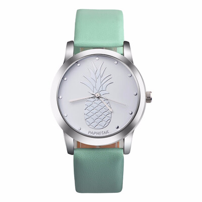 

New Womens Pineapple Leather Band Analog Quartz Watch Ladies Rose Gold Dial Casual Female Sport Watches montre femme Clock 533