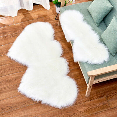 

Fluffy Wool Sheepskin Mat Sofa Bedroom Washable Rug Floor Carpet Blanket Rugs