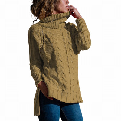 

High-neck sweater womens long long-sleeved hooded cardigan