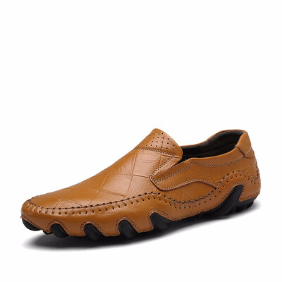

Mens Leather Shoes Fashion Loafers Light Men Casual Shoes Slip on Shoes Men Driving shoes Brown Yellow Black Size 38-46