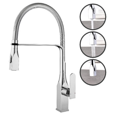 

Kitchen Faucets with 2 Spray Modes Single Handle High Arc Bathroom Basin Sink Faucets Ceramic Valve Polished Chrome Finished 360 D