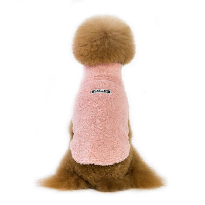 

Pet Autumn And Winter Models Solid Color High Collar Cotton Wool Coat Dog Two Feet Hoodies Teddy Costume Coral Velvet Clothes