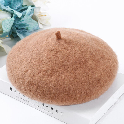 

Hat female wool beret Korean version of the Japanese hundred-set student painter hat thickened warm pumpkin bud hat