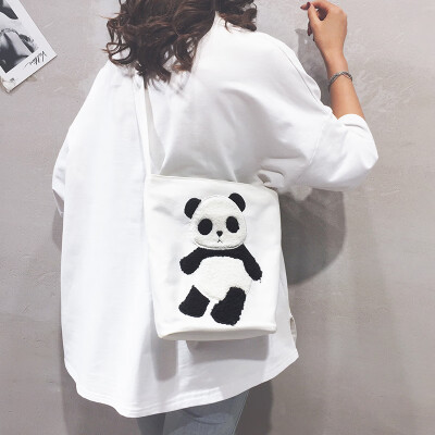 

Cute bag female 2019 new small fresh Sen girl shoulder messenger bag cartoon canvas bag panda bag cute