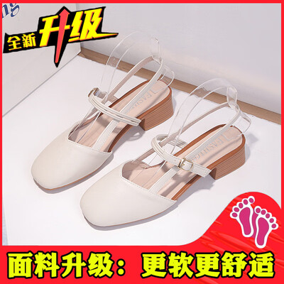 

Baotou Sandals Women Summer 2019 New Joker with Students Retro buckle square head Mary Jane Coarse Documentary Shoes