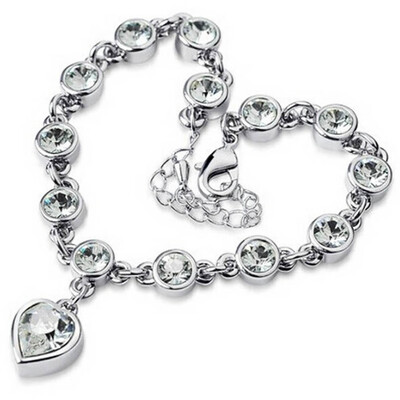

Women Ladies Crystal Rhinestone Bangle Bracelet Chain Heart Jewelry