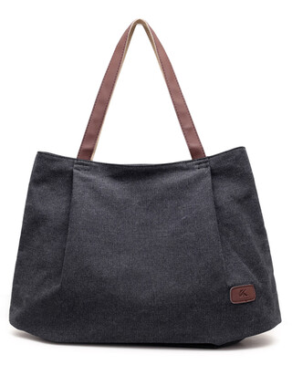 

Women Canvas Handbag Large Capacity Tote Bag Solid Color Messenger Crossbody Shoulder Bag