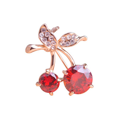 

Blucome Cherry Fruit Brooch Lady Cute Fashion Jewelry 7253