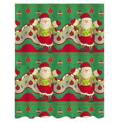 

Waterproof Mould Proof Polyester Print Green Santa Claus Shower Curtain