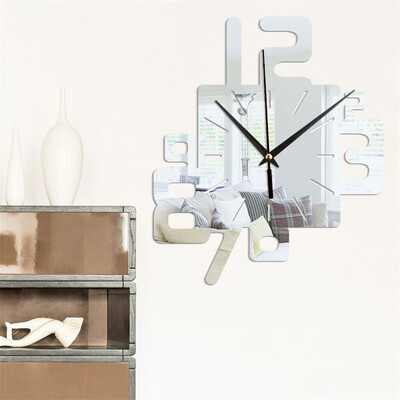 

Toponeto Modern 3D Mirror Geometric Digital Mirror Wall Clock Home Office Interior Decor