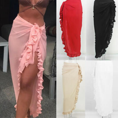 

Womens Sheer Sarong Beach Cover Up Wrap Sexy Ladies Bikini Pareo Swimwear Skirt