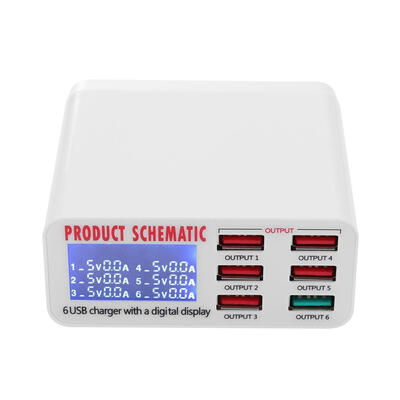 

Multiple Circuit Protection QC30 6Port USB Charger Digital Display Adapter
