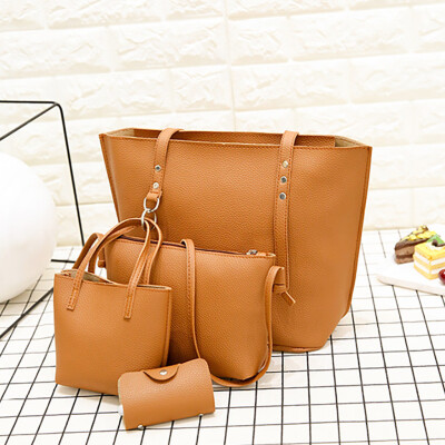 

Tailored Fashion Women Leather Four-Piece Shoulder Crossbody Bag Clutch Wallet Retro Bag