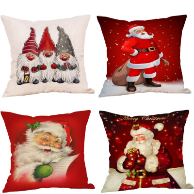 

Tailored 4pc Merry Christmas Pillow Cases Cotton Linen Sofa Cushion Cover Home Decor