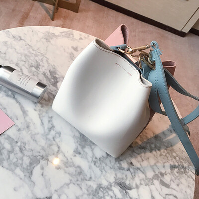 

Tailored Fashion Women Leather Wide Handbag Patchwork Shoulder Crossbody Bucket Bag