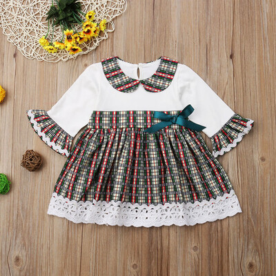 

Vintage Newborn Baby Girls Christmas Thaksgiving Flared Lace Party Dress Clothes