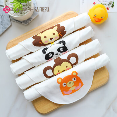 

Grace A type cotton gauze sweat towel baby pad sling 6 layers gauze children cartoon perspiration pad 4 strips