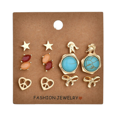 

Drop Love Bow Jewel Inlaid Multi-element Creative Personality Earrings