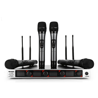 

WEISRE U - 400 Professional 220 - 270MHz VHF Wireless Handheld 4-channel Transmitter Mic Set