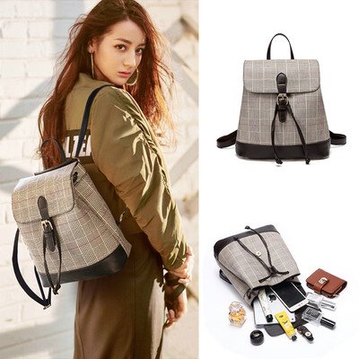 

HAUTTON shoulder bag handbags versatile dual-use fashion shoulder bag female casual plaid backpack ladies bag 918410607 Mocha