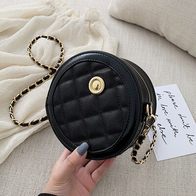 

Small fragrance rhombic chain texture bag female 2019 new tide summer wild single shoulder slung fashion small round bag