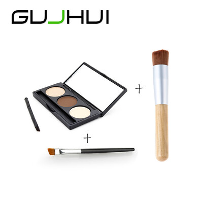 

Toponeto 2 PCS Cosmetic Blusher Brush3 Colors Brow Powder Palette1 PC Eyebrow Bbrush