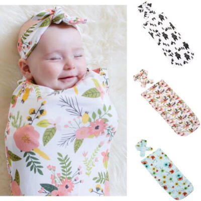 

Fashion Newborn Baby Infant Swaddle Blanket Sleeping Swaddle MuslinWrapHeadband