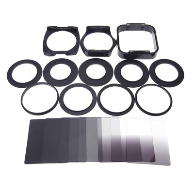 

ND2ND4ND8ND16GND2GND4GND8 Square Filter 9 Adapter Rings 2 Holder 1Lens Hood Set Kit with 1 Pouch for Cokin P