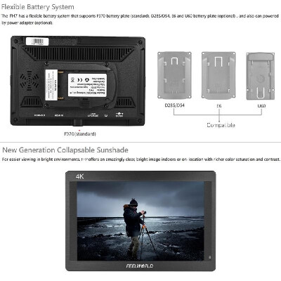 

Feelworld FH7 7" IPS LCD 1920 1200 Full HD On-camera Monitor Display Support 4K HD Input Output 12001 Contrast 450cd㎡ Brightn