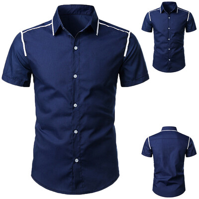 

Toponeto Fashion Mens Solid Button Personality Shirt Short Sleeve T-Shirt Blouse Tops
