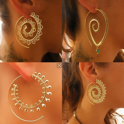 

1 Pair Punk Personality Screw Vortex Gear Hoop Dangle Earrings Geometric Women Party Jewelry Gifts