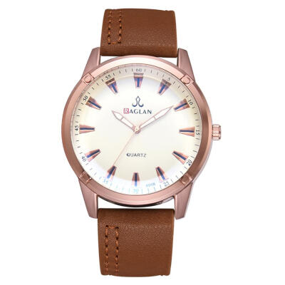 

Men Casual Quartz Watch Fashion PU Leather Band Round Big Dial Wristwatch