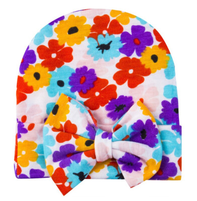 

Newest Pudcoco Newborn Baby Infant Girls Floral Bow Toddler Comfy Bowknot Multi Colors Warm Beanie Hats