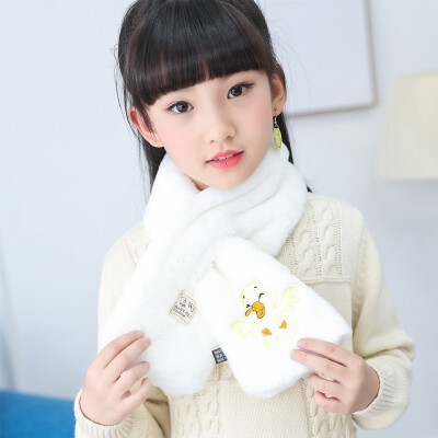 

2018 autumn&winter new Korean childrens cartoon embroidery three-dimensional plush scarf baby solid color warm scarf