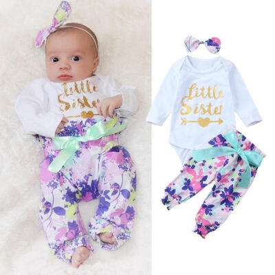 

Newborn Baby Girls Floral Outfits Jumpsuit Romper Bodysuit Pants Headband Set 0-18M