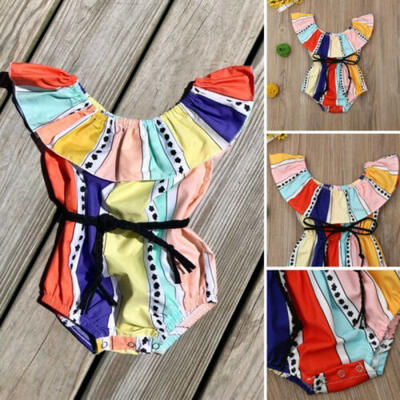 

US Stock Newborn Baby Girl Striped Romper Bodysuit Sunsuit Summer Outfit Clothes