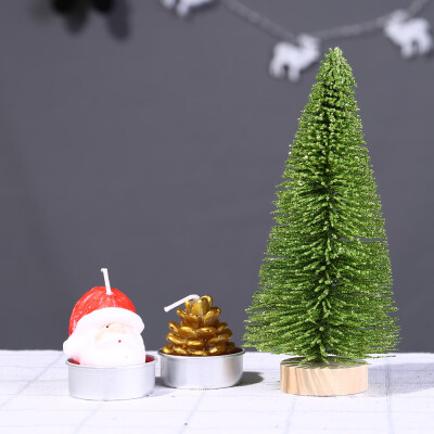 

Toponeto Christmas Tree Mini Light Green Pine Tree With Wood Base DIY Craft Table Decor