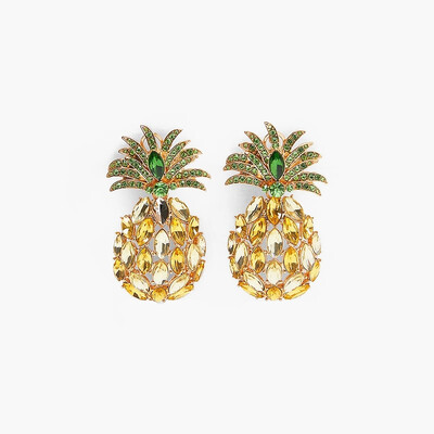 

2019 good quality 5 colors pineapple crystal dangle drop earrings women Brand Rhinestones Earrings wholesale