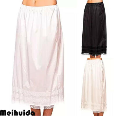 

New Womens Elastic High Waist Bust Skirts Smooth Swing Dress Underskirt -3XXL